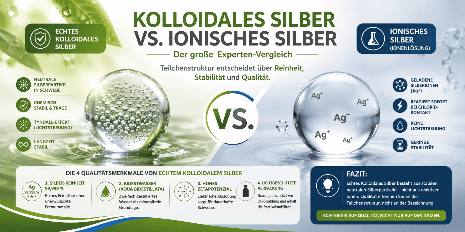 Flasche Silverlin Kolloidales Silber für die vielseitige und reinigende Pflege.