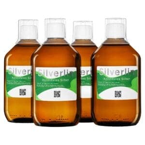 Vier Flaschen Silverlin® Kolloidales Silber im Vorratspaket zur Sparaktion Nimm 4 zahle 3.