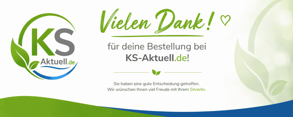 Header-Grafik für die Dankesseite mit Silverlin® Kolloidales Silber Flaschen und dezenten Designelementen