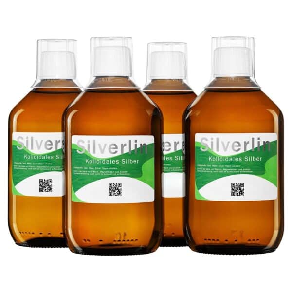 Vier Flaschen Silverlin® Kolloidales Silber im Vorratspaket zur Sparaktion Nimm 4 zahle 3.